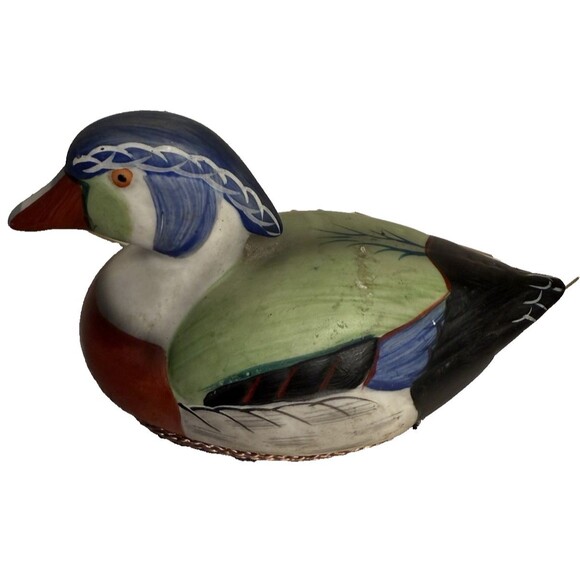 Vintage Jasco Ceramic Duck Lint Remover Brush Green Winged Teal and Wood Ducks - Picture 6 of 9